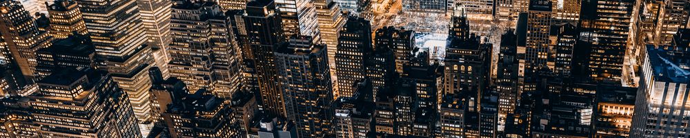 Office tower skyline at night